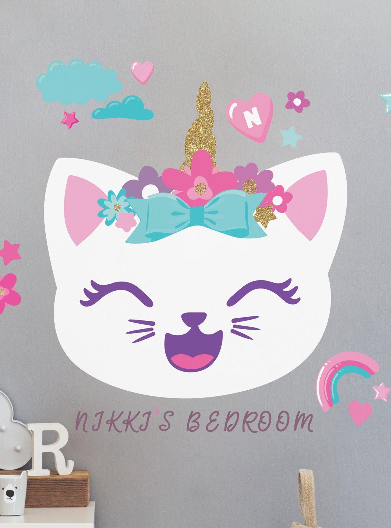 Like Nastya Unicorn Cat Giant Peel & Stick Wall Decals With Alphabet, , hi-res