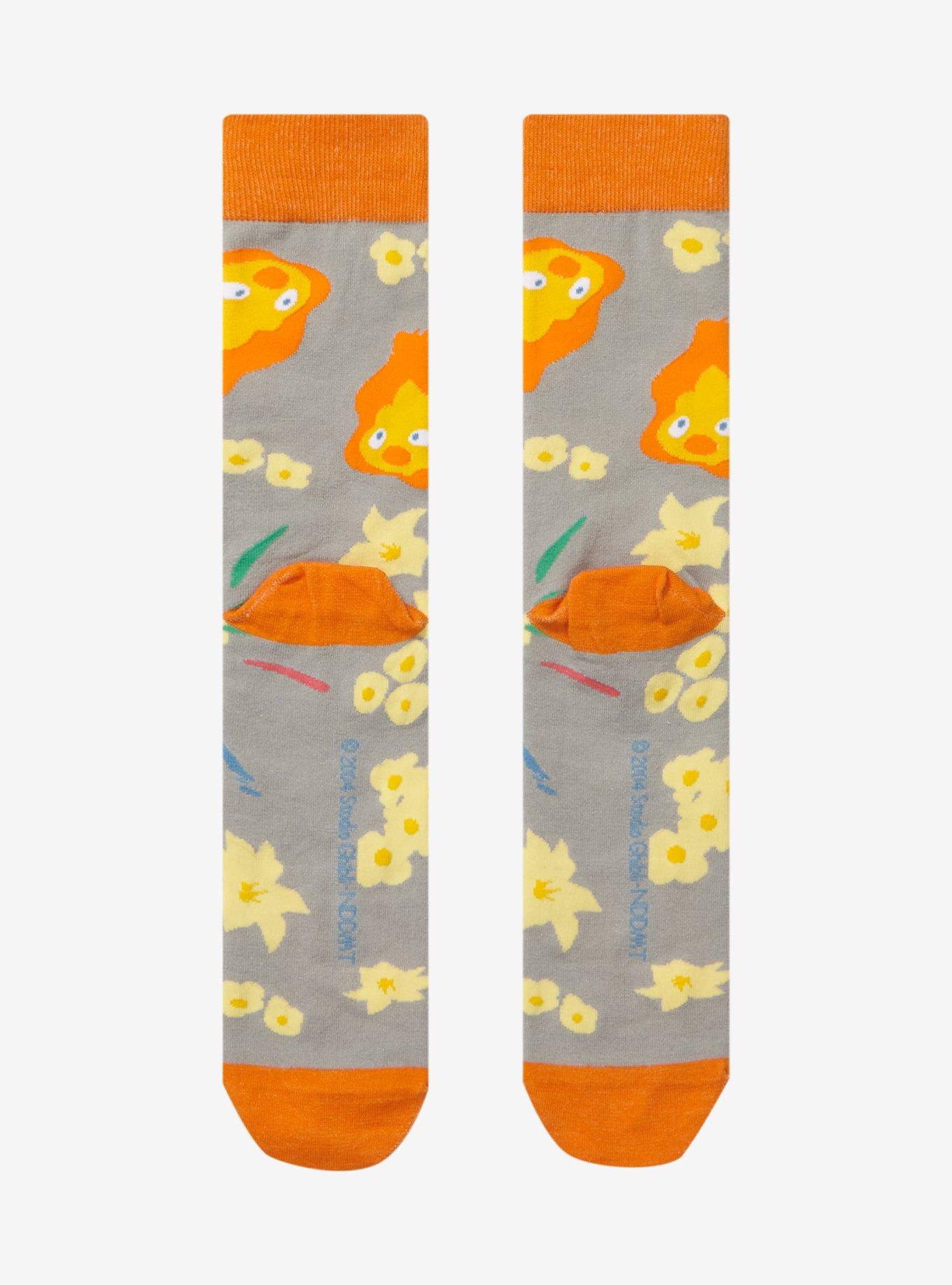 Studio Ghibli Howl's Moving Castle Calcifer & Flowers Allover Print Crew Socks - BoxLunch Exclusive, , alternate