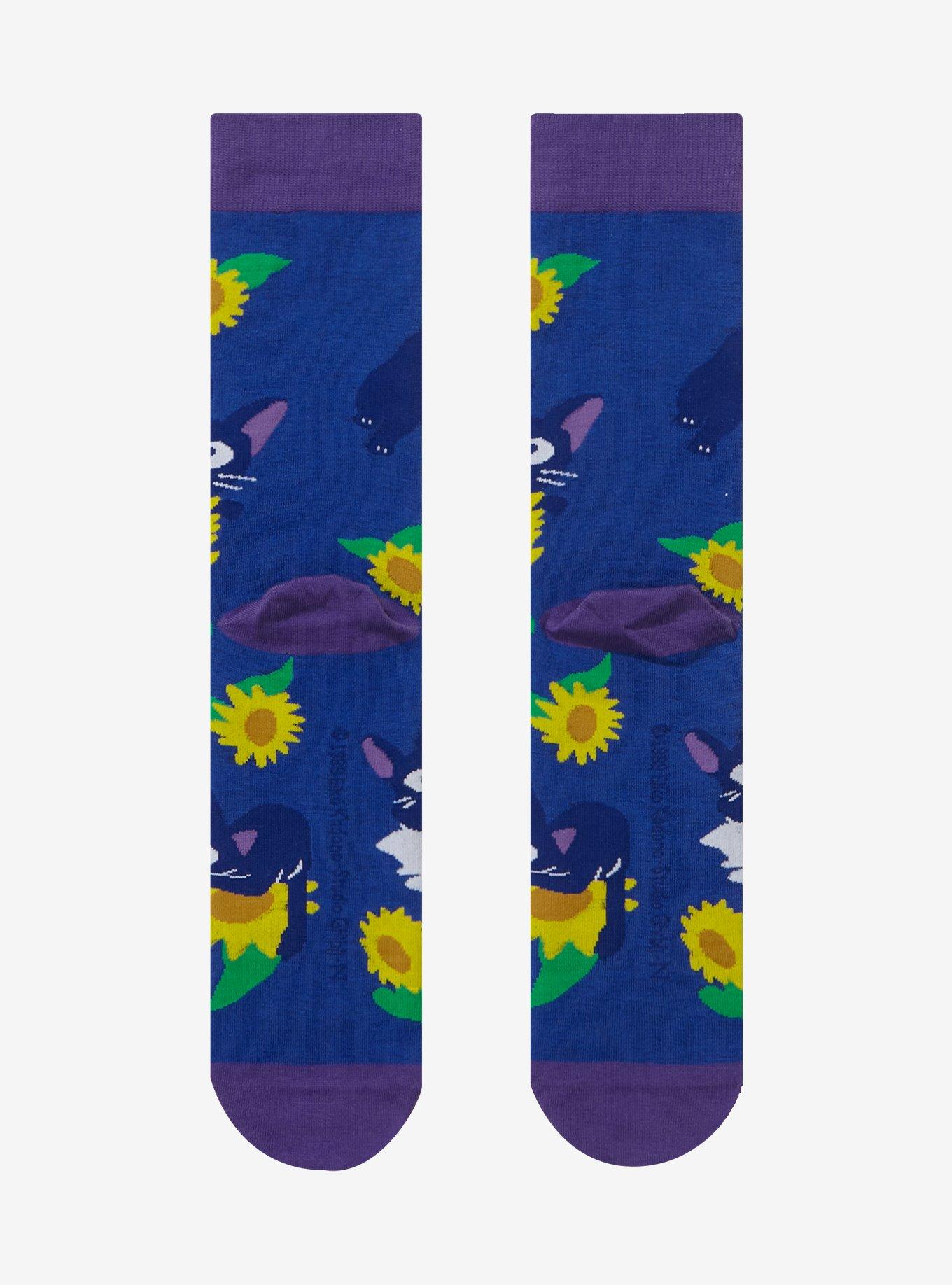 Studio Ghibli Kiki's Delivery Service Jiji & Flowers Allover Print Crew Socks - BoxLunch Exclusive, , hi-res