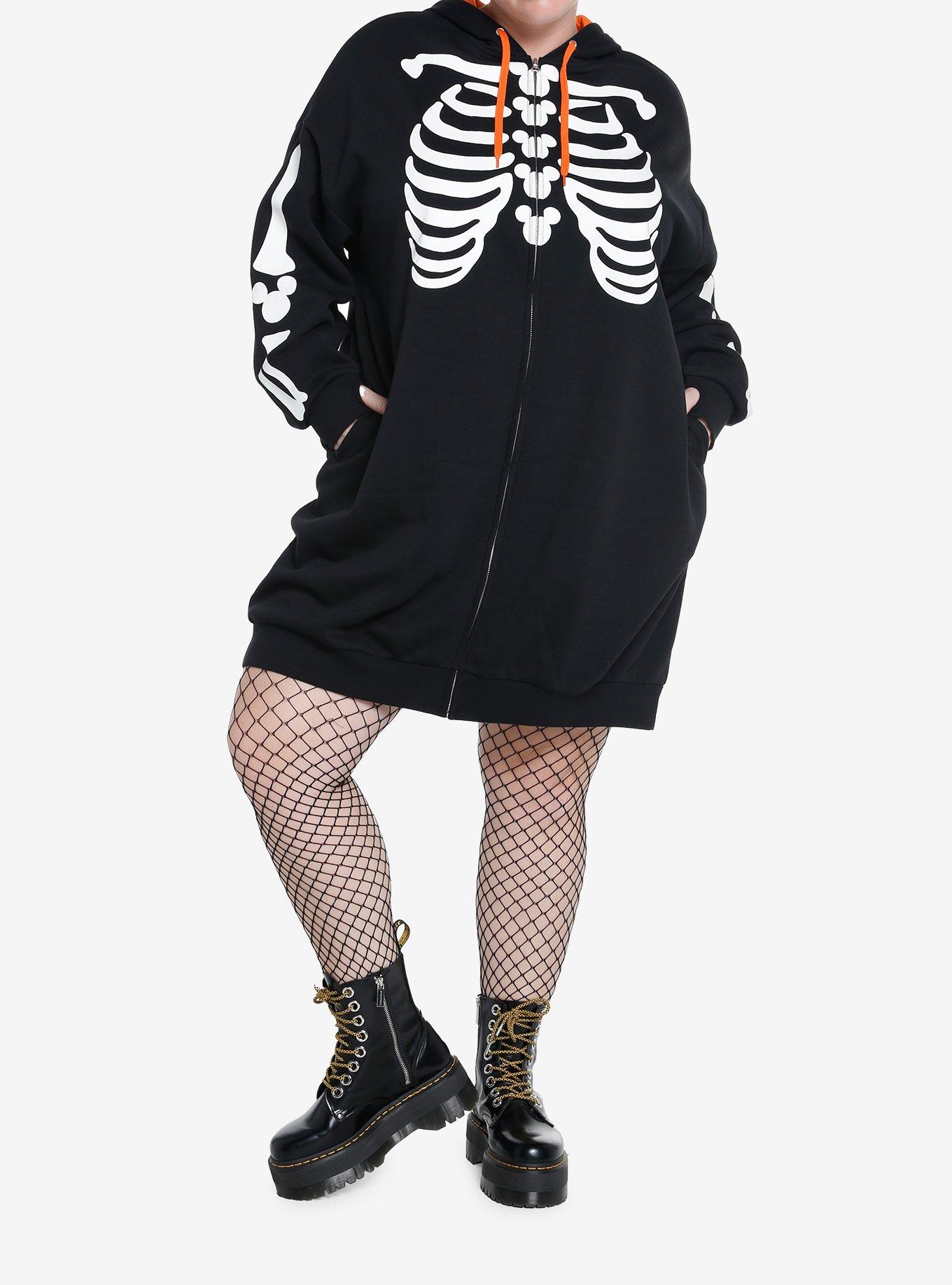 Her Universe Disney Halloween Skeleton Hoodie Dress Plus Size, WHITE, alternate