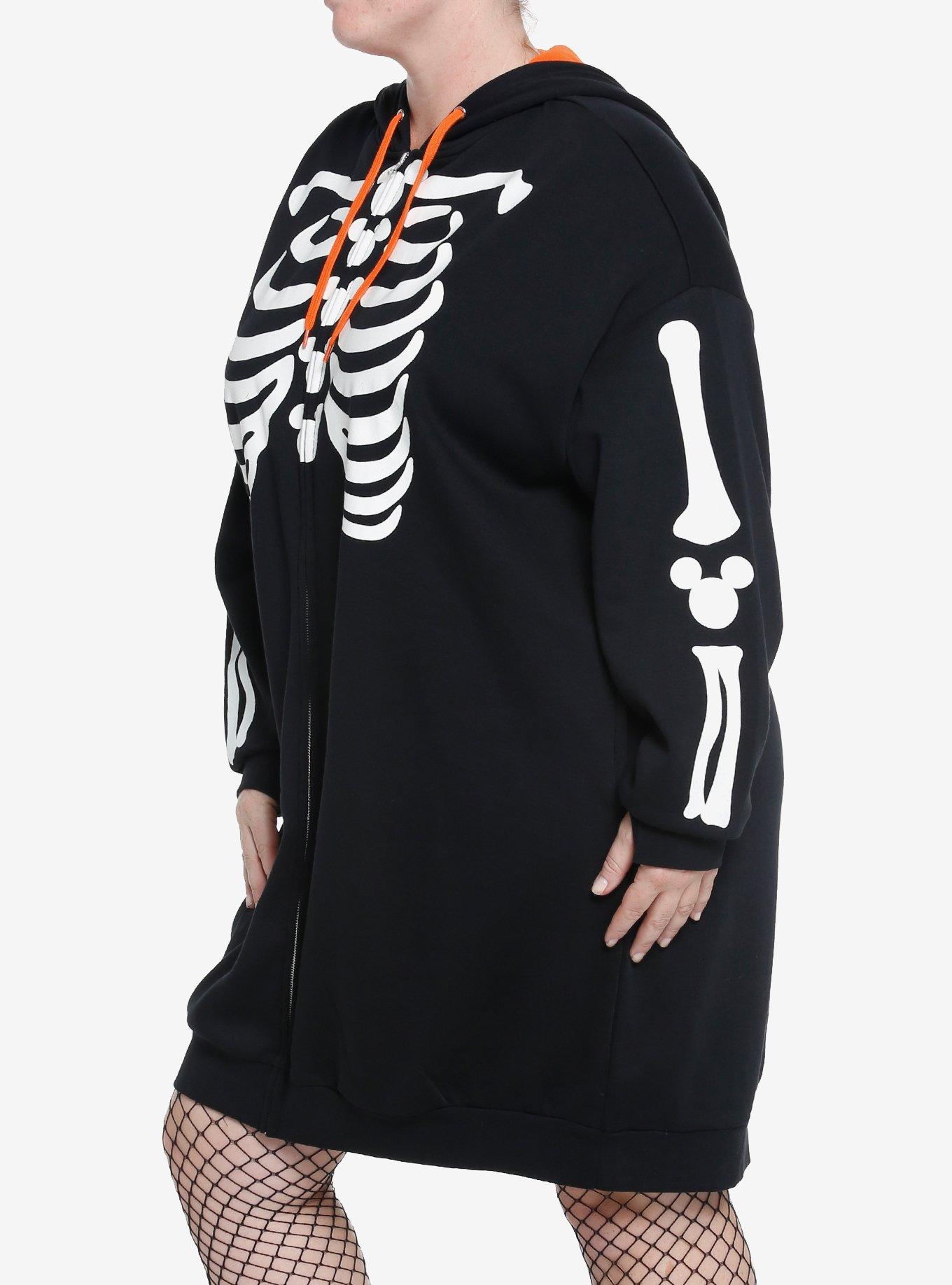 Her Universe Disney Halloween Skeleton Hoodie Dress Plus Size, WHITE, alternate