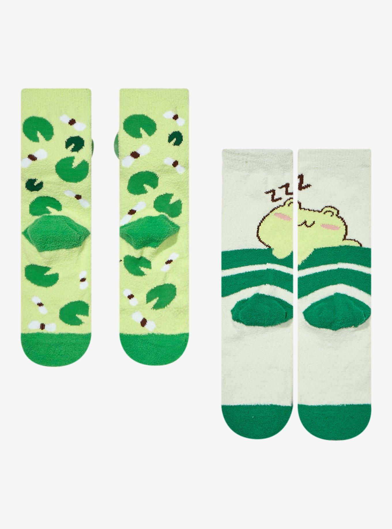 Chibi Frog Plush Fuzzy Socks 2 Pair, , alternate