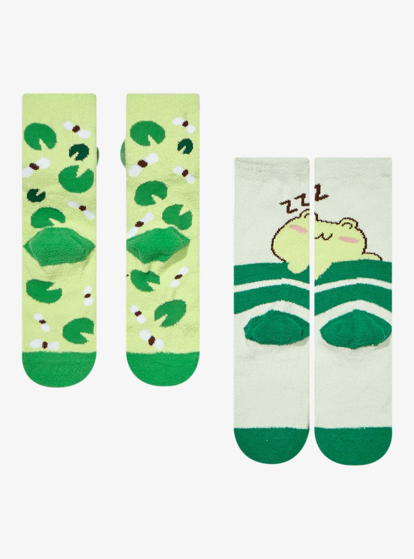 Chibi Frog Plush Fuzzy Socks 2 Pair, , hi-res