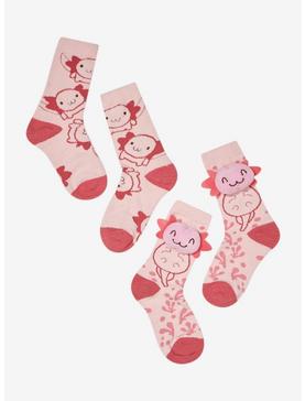 Axolotl Plush Pink Fuzzy Socks 2 Pair, , hi-res