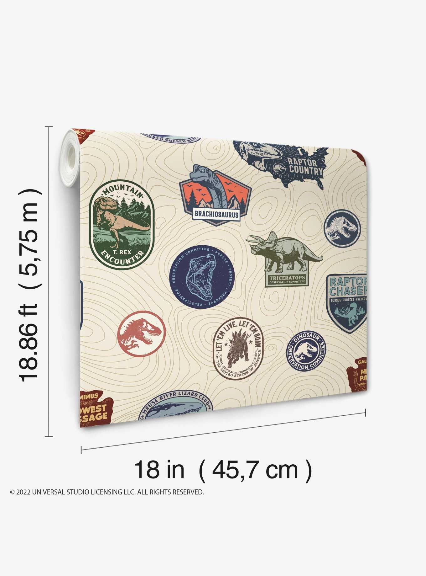 Jurassic World Badges Peel & Stick Wallpaper, , hi-res