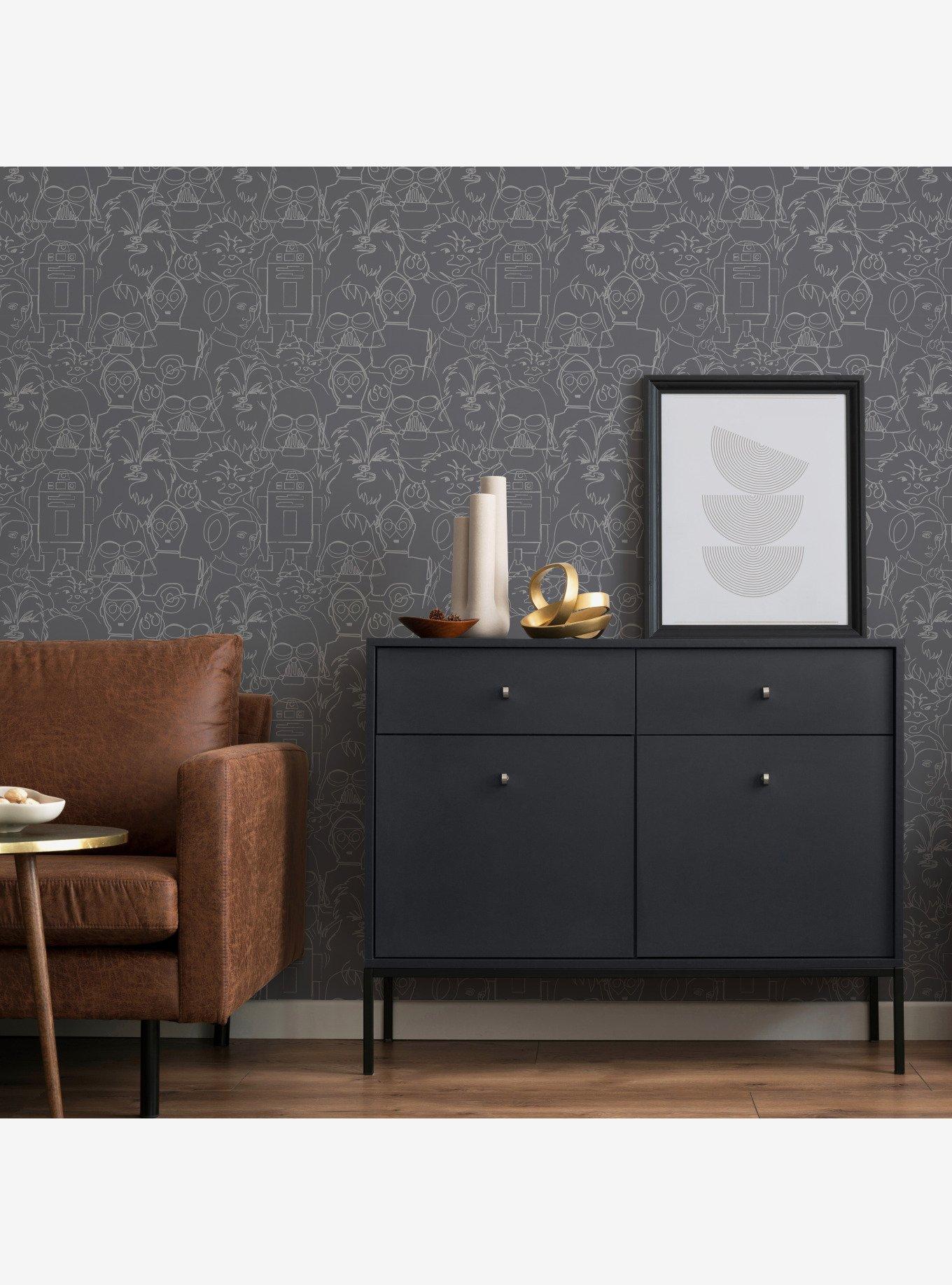 Star Wars Saga Grey Line Sketches Peel And Stick Wallpaper, , alternate