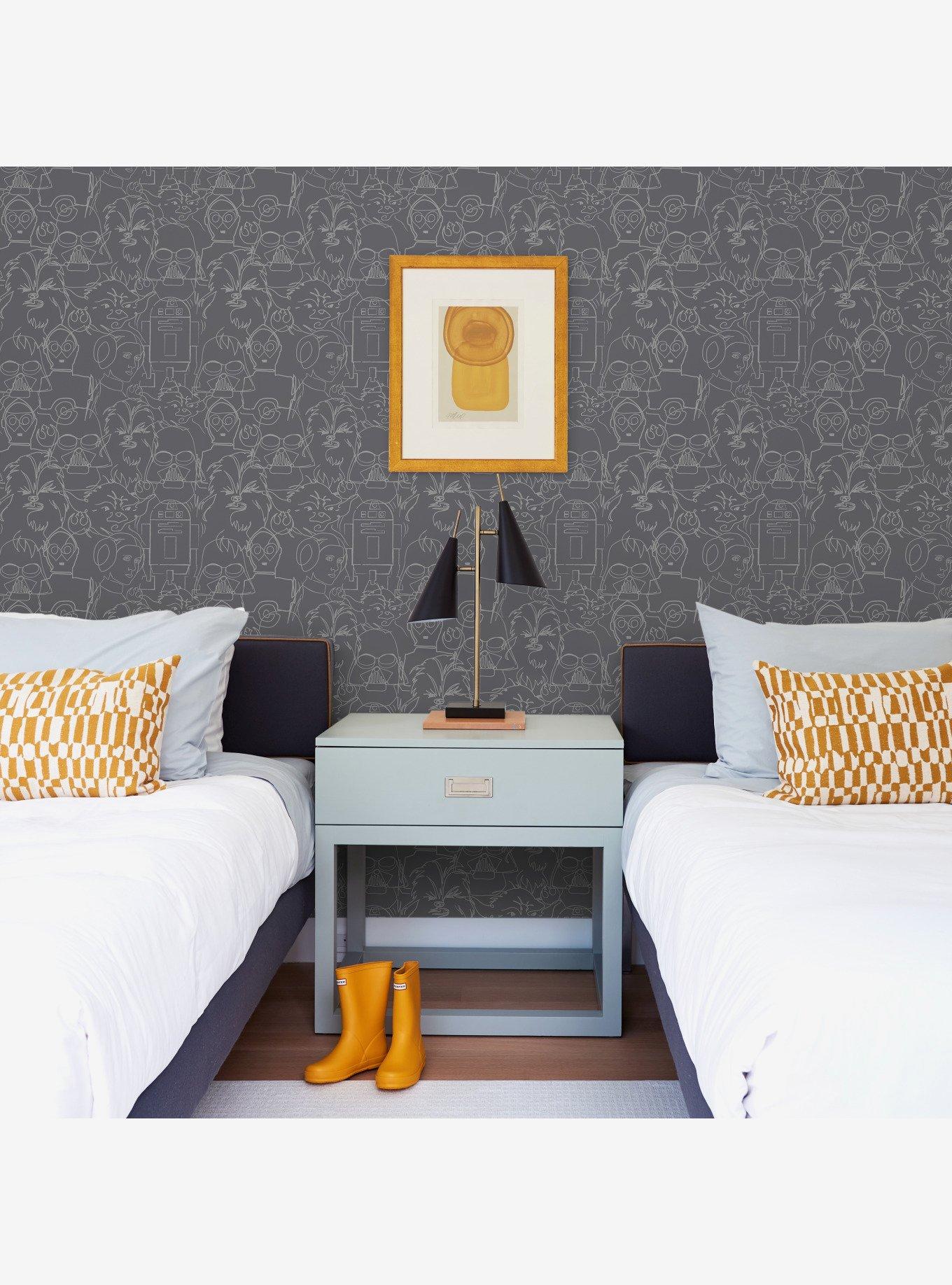 Star Wars Saga Grey Line Sketches Peel And Stick Wallpaper, , alternate