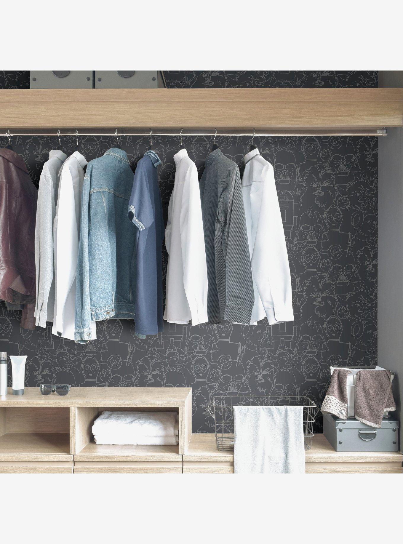 Star Wars Saga Grey Line Sketches Peel And Stick Wallpaper, , alternate