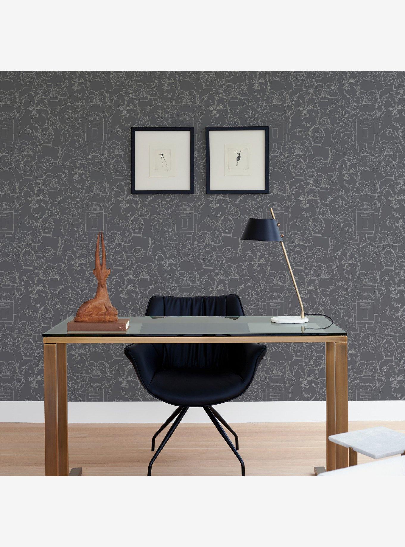 Star Wars Saga Grey Line Sketches Peel And Stick Wallpaper, , alternate