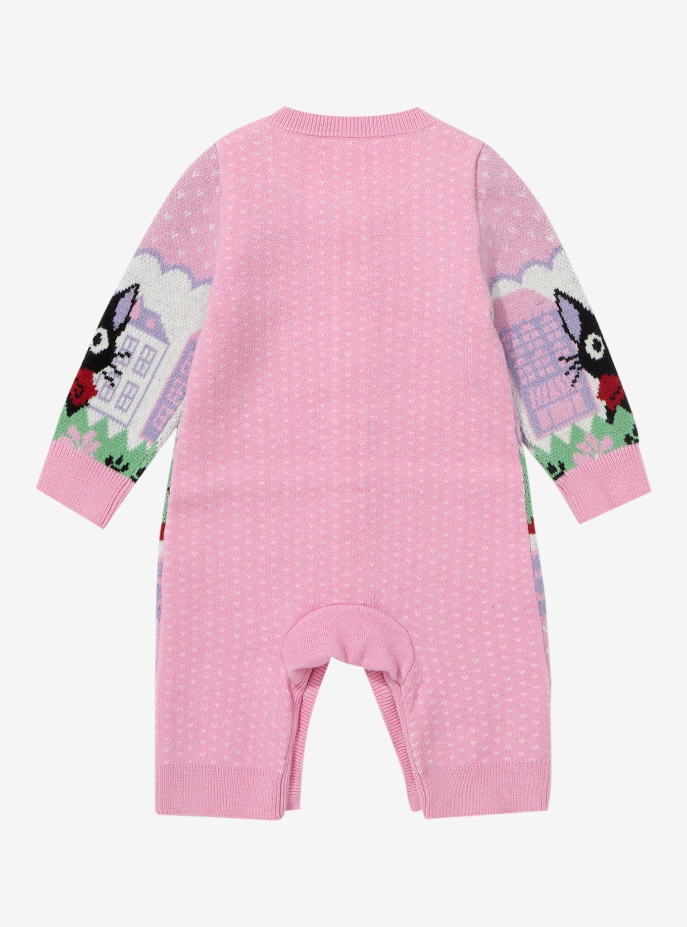 Studio Ghibli Kiki's Delivery Service Jiji Patterned Sweater Infant One-Piece - BoxLunch Exclusive, PINK, alternate