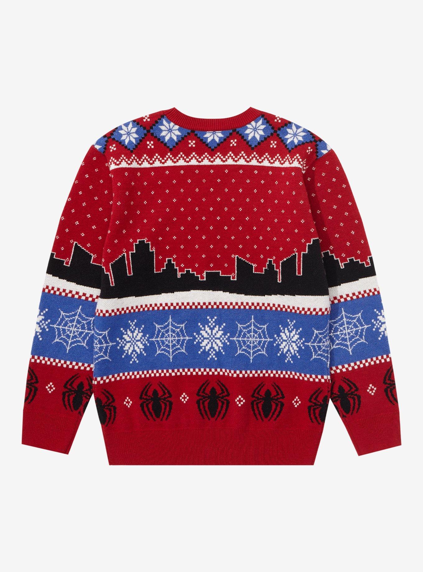 Marvel Spider-Man Icons Patterned Youth Sweater - BoxLunch Exclusive, RED, alternate