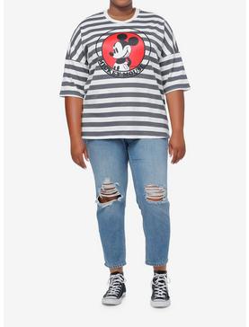 Disney Mickey Mouse Stripe Girls Oversized Drop Shoulder Top Plus Size, , hi-res