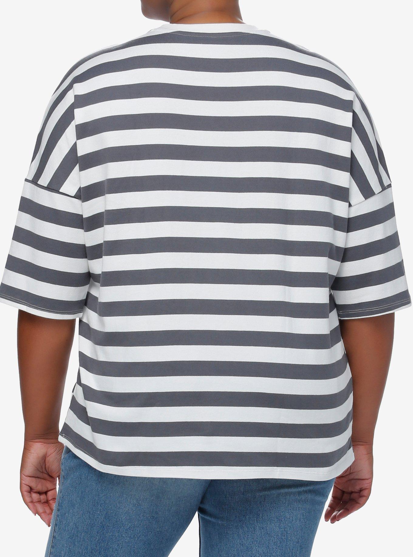 Disney Mickey Mouse Stripe Girls Oversized Drop Shoulder Top Plus Size, MULTI, alternate