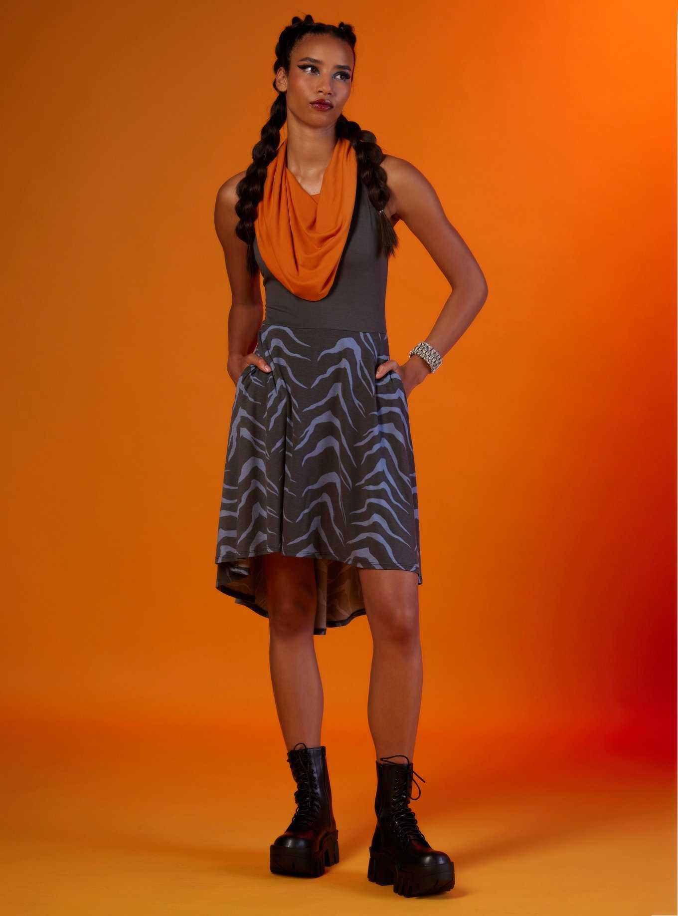 Her Universe Star Wars Ahsoka Lekku Scarf Lace-Up Dress, , hi-res