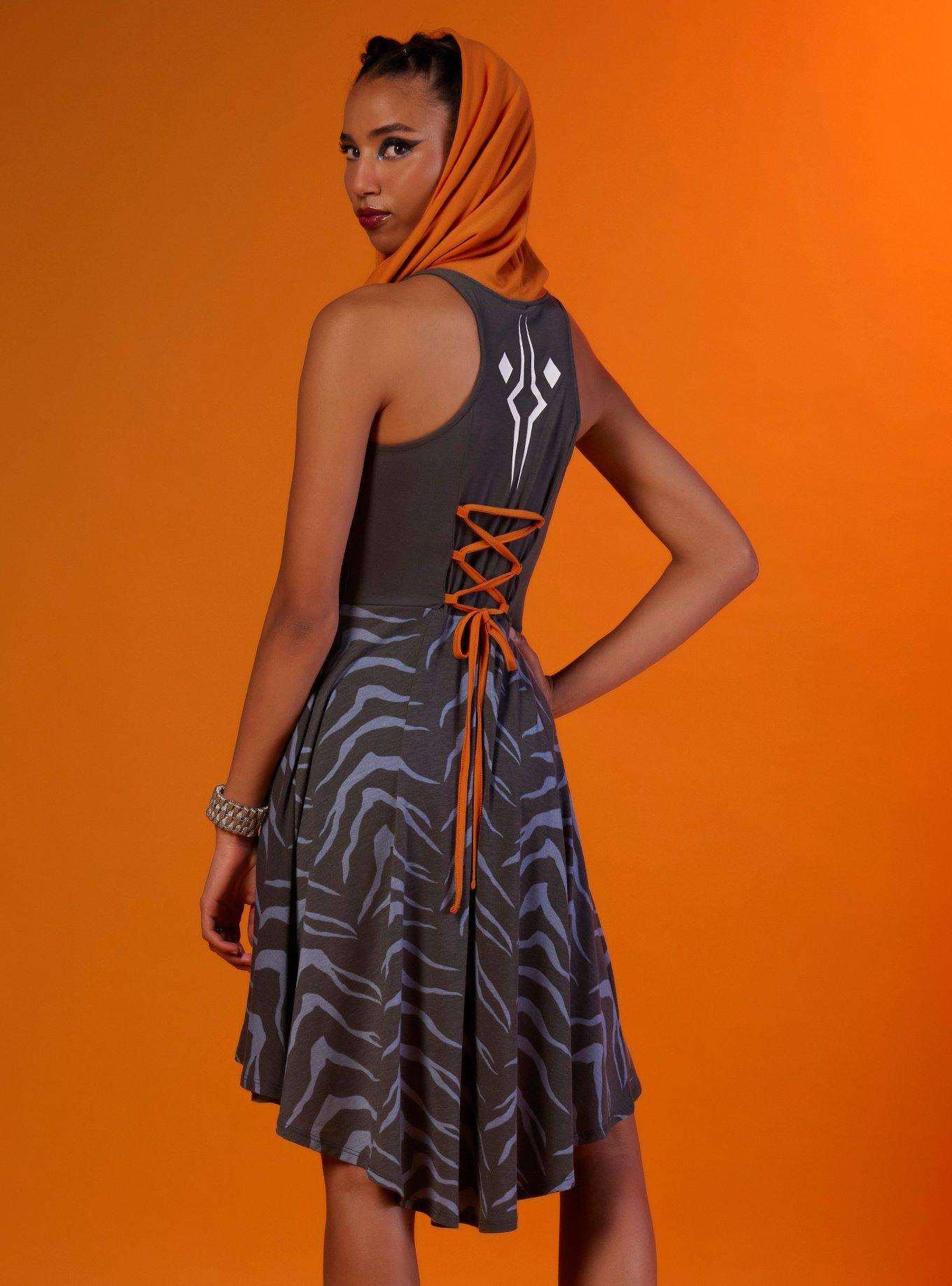 Her Universe Star Wars Ahsoka Lekku Scarf Lace-Up Dress, MULTI, alternate