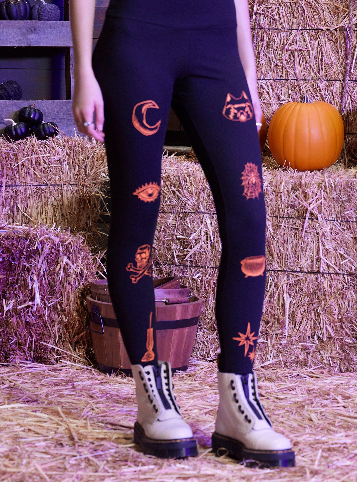 Her Universe Disney Hocus Pocus Witchy Icons Leggings, ORANGE, alternate