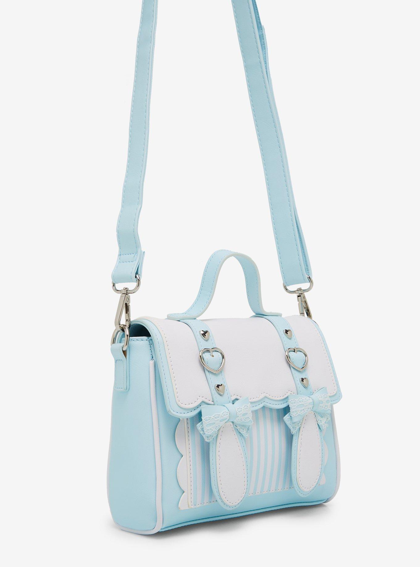 Sweet Society Blue & White Kawaii Stripe Crossbody Bag, , alternate