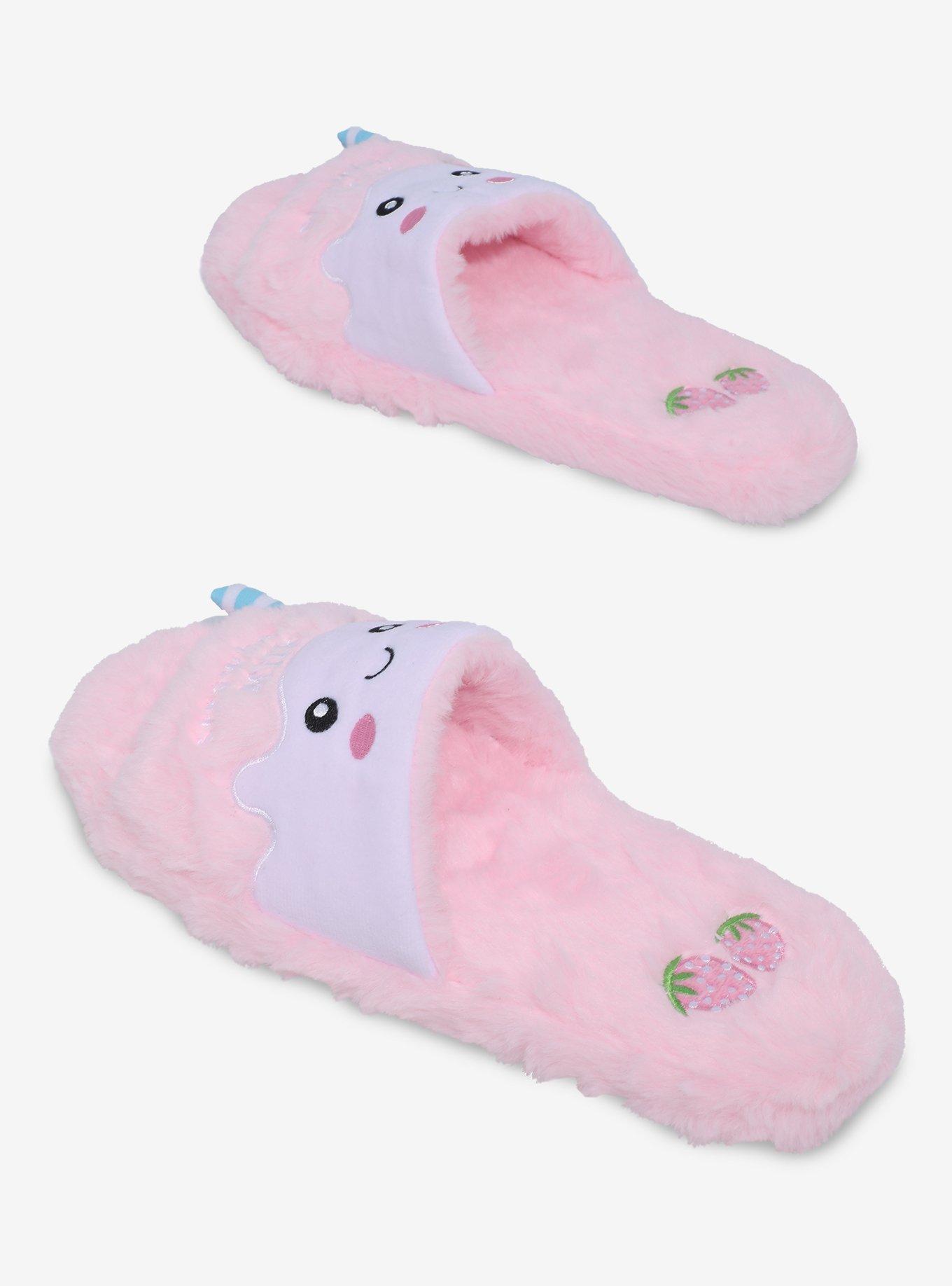 Strawberry Milk Fuzzy Plush Slippers, MULTI, alternate