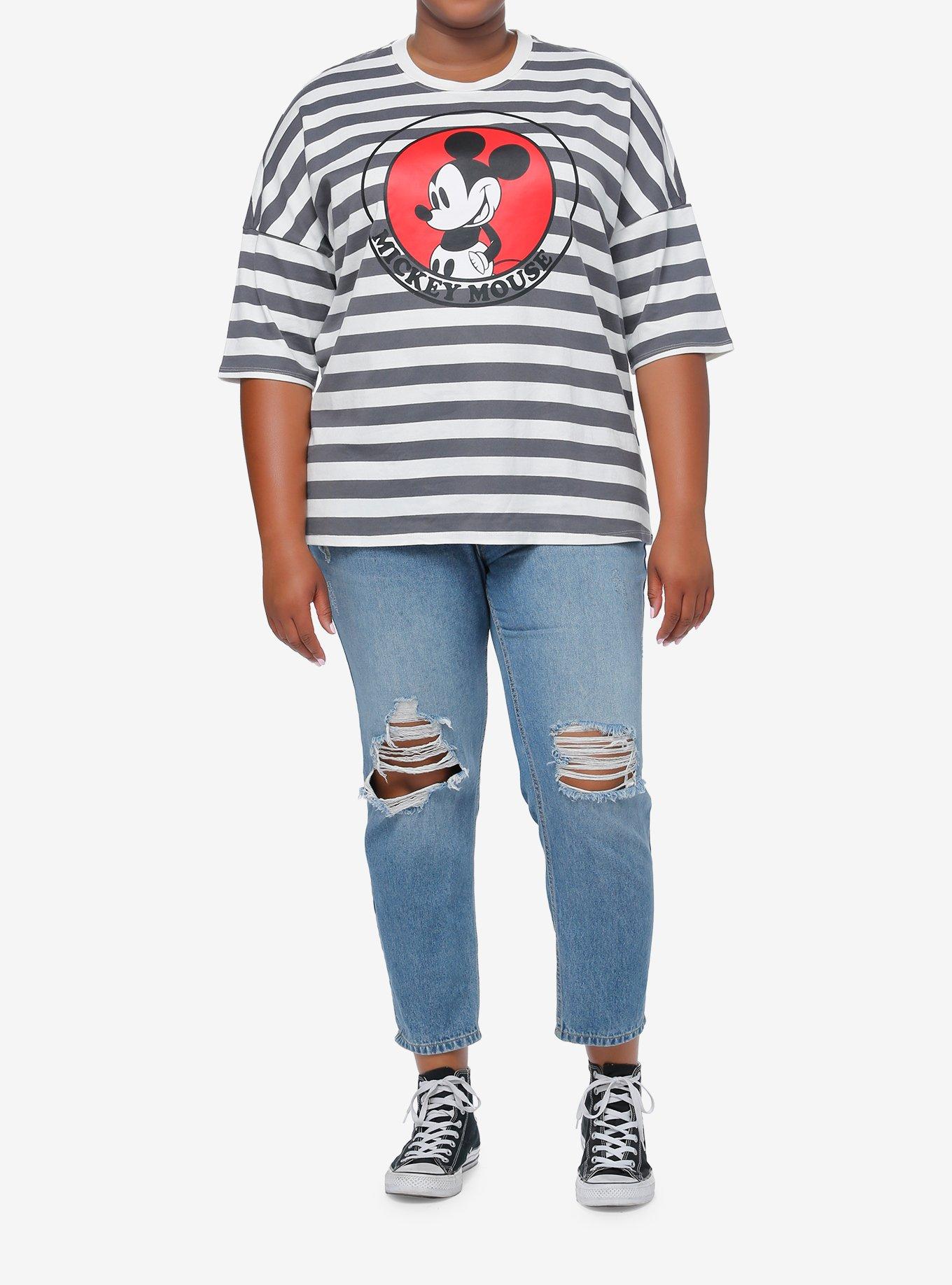 Disney Mickey Mouse Stripe Oversized Drop Shoulder Top Plus Size, MULTI, alternate