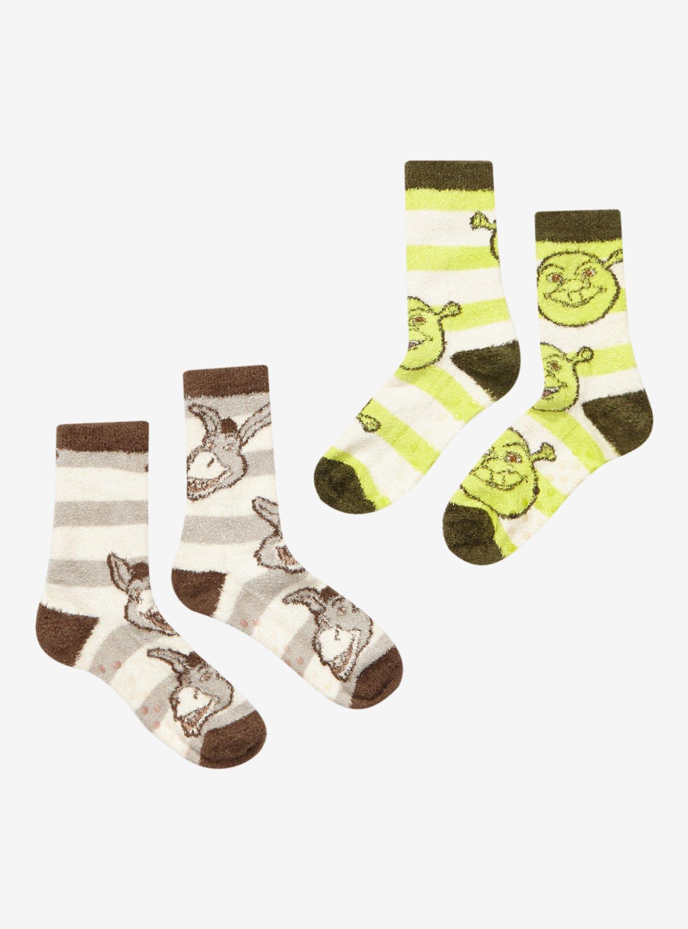 Shrek Donkey Fuzzy Crew Socks 2 Pair, , alternate