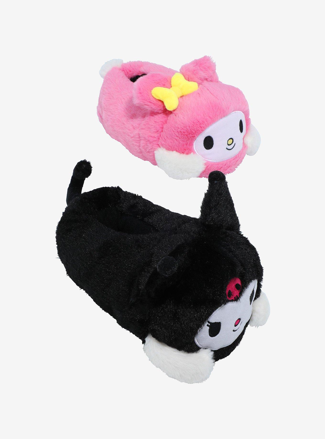 My Melody & Kuromi Fuzzy Mismatch Plush Slippers, MULTI, alternate
