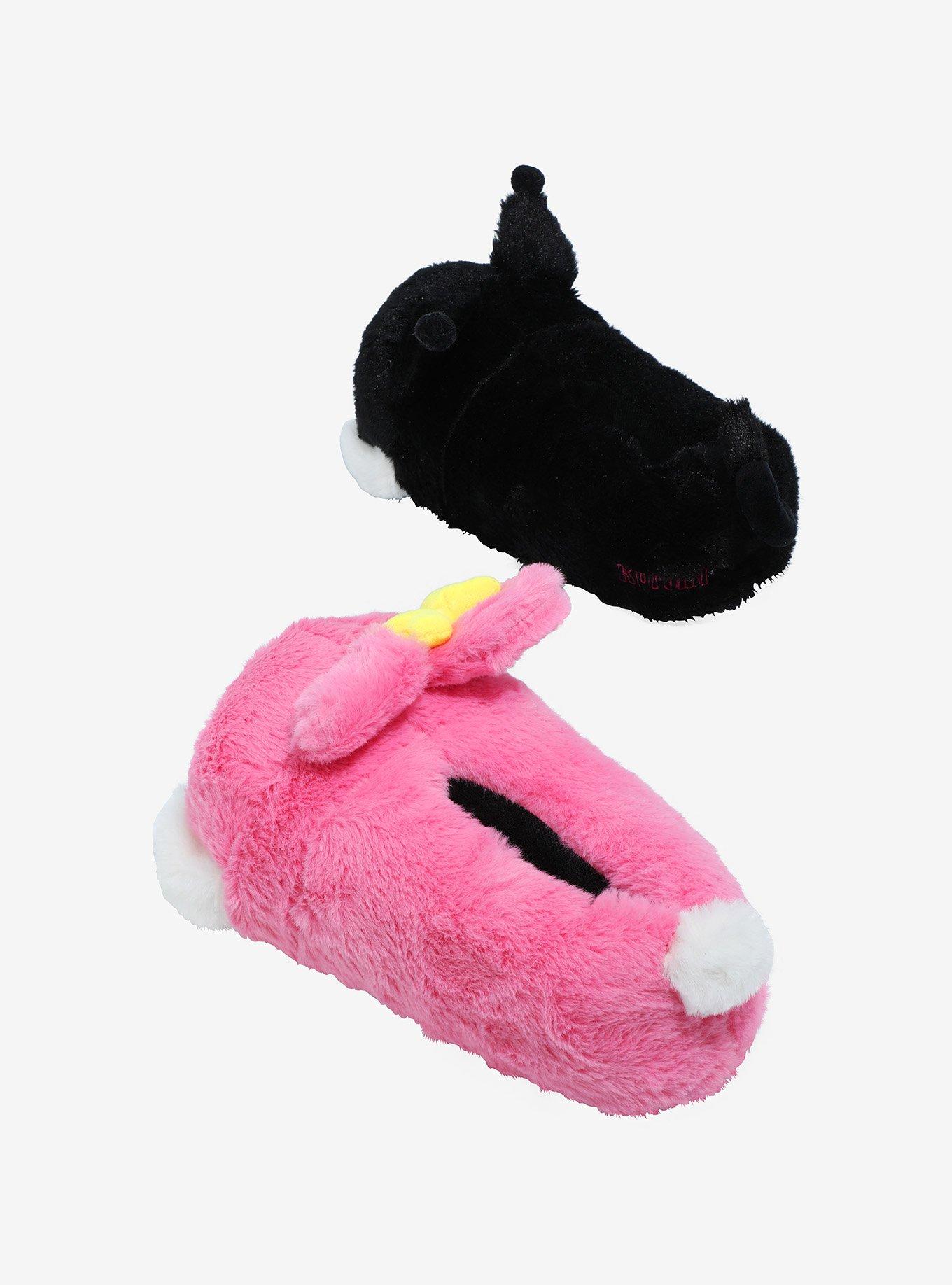 My Melody & Kuromi Fuzzy Mismatch Plush Slippers, MULTI, alternate