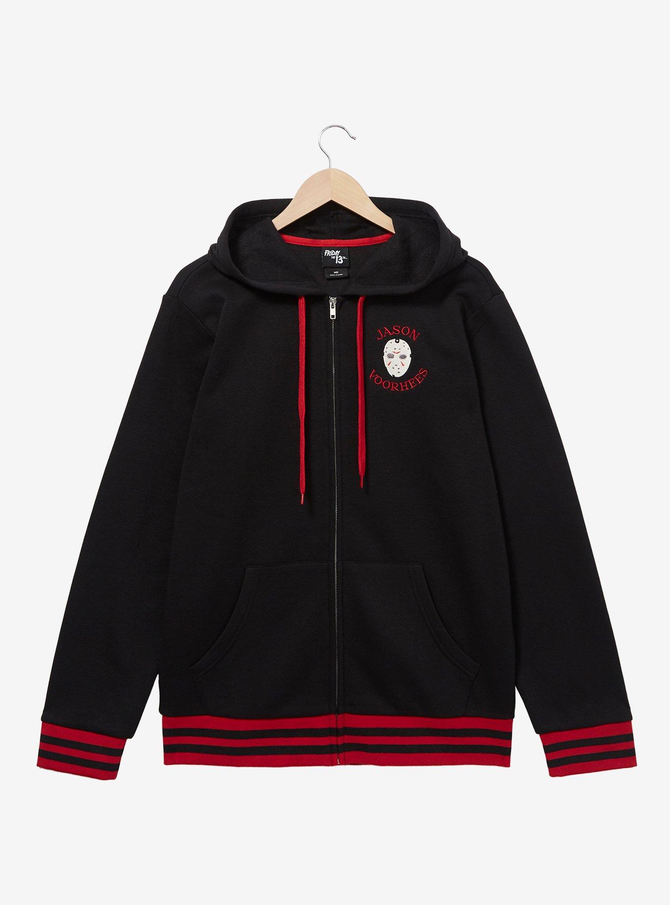 Friday the 13th Jason Voorhees Mask Zippered Hoodie - BoxLunch Exclusive, BLACK, alternate
