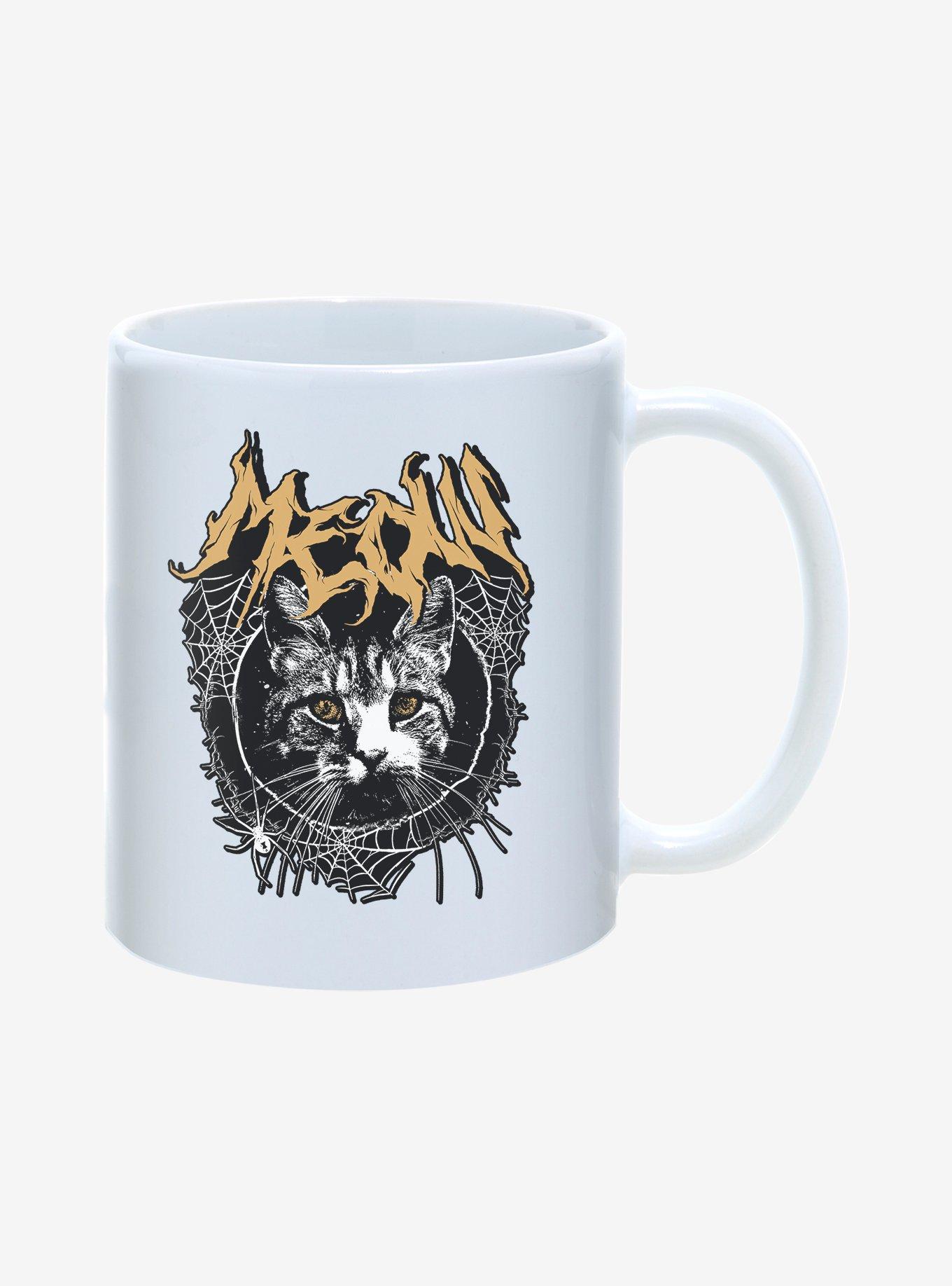 Hot Topic Meow Cat Spiderweb Mug 11oz, , hi-res