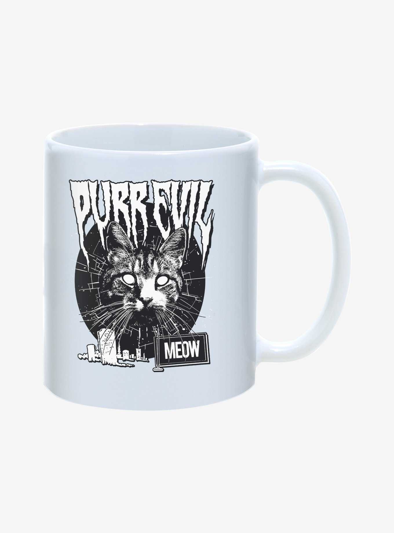 Hot Topic Purr Evil Meow Cemetery Mug 11oz, , hi-res