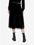 Cosmic Aura Black Bat Velvet Midi Skirt, BLACK, alternate