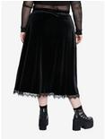 Cosmic Aura Black Bat Velvet Midi Skirt Plus Size, BLACK, alternate