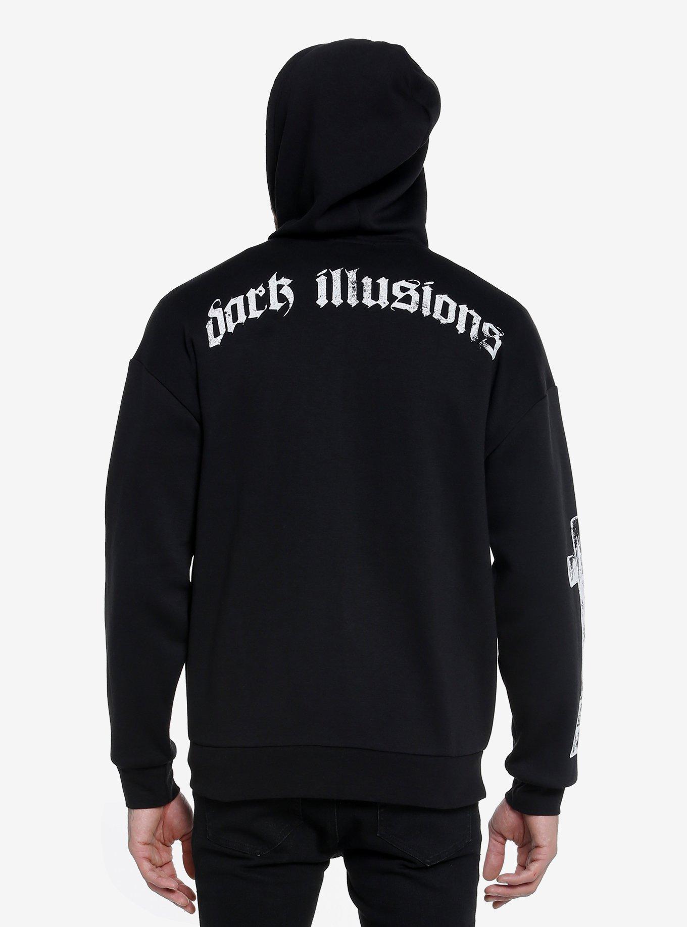 Skull Bat Oversized Hoodie, WHITE, alternate