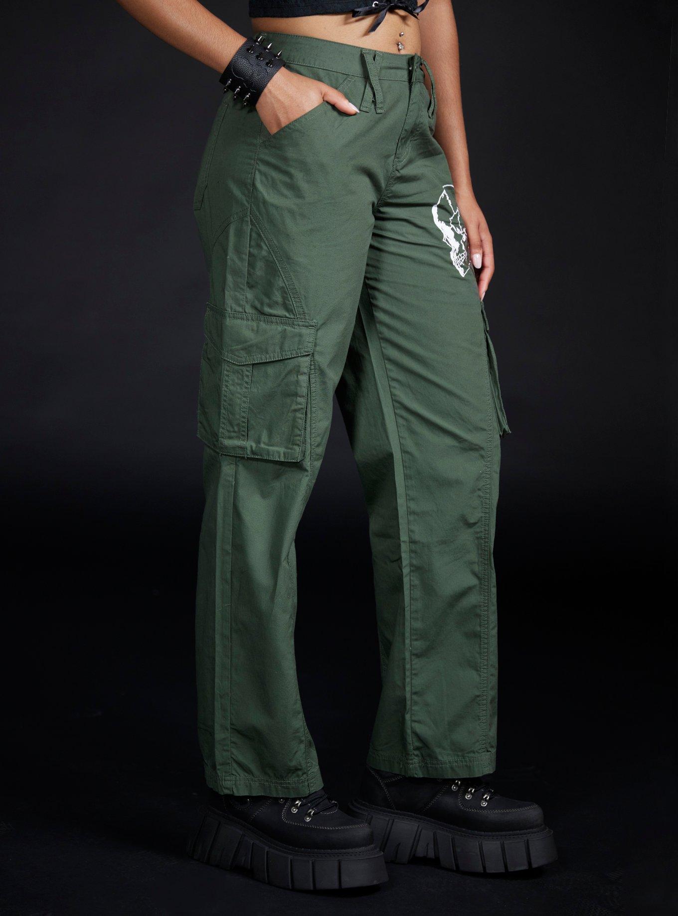 Graffiti Skull Girls Cargo Pants, GREY, alternate