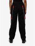 Social Collision Black & Red Grommet Strap Carpenter Pants, RED, alternate