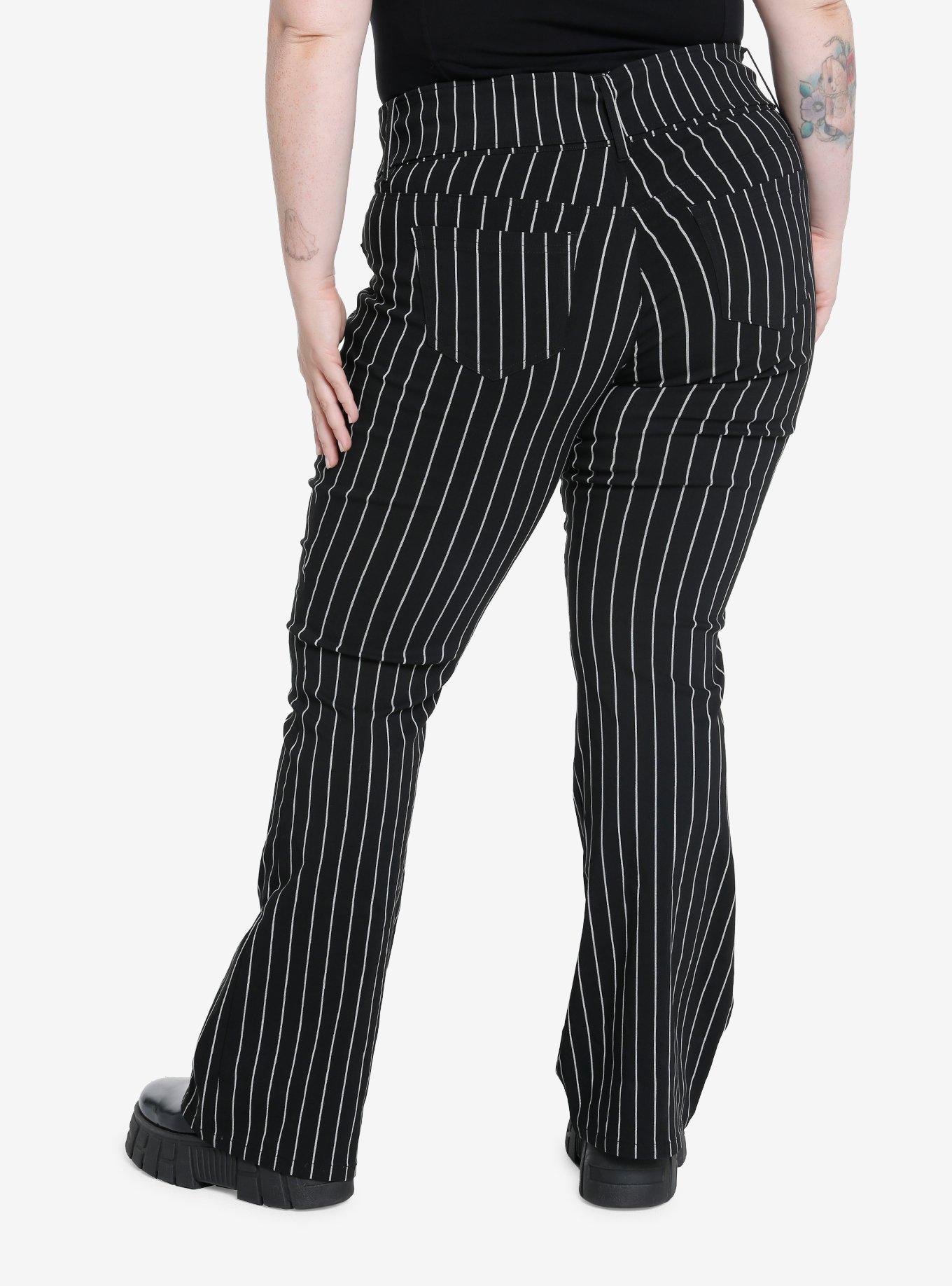 Cosmic Aura Pinstripe Low-Rise Flare Pants Plus Size, PINSTRIPE, alternate