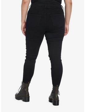 Cosmic Aura Black Destructed Super Skinny Jeans Plus Size, , hi-res