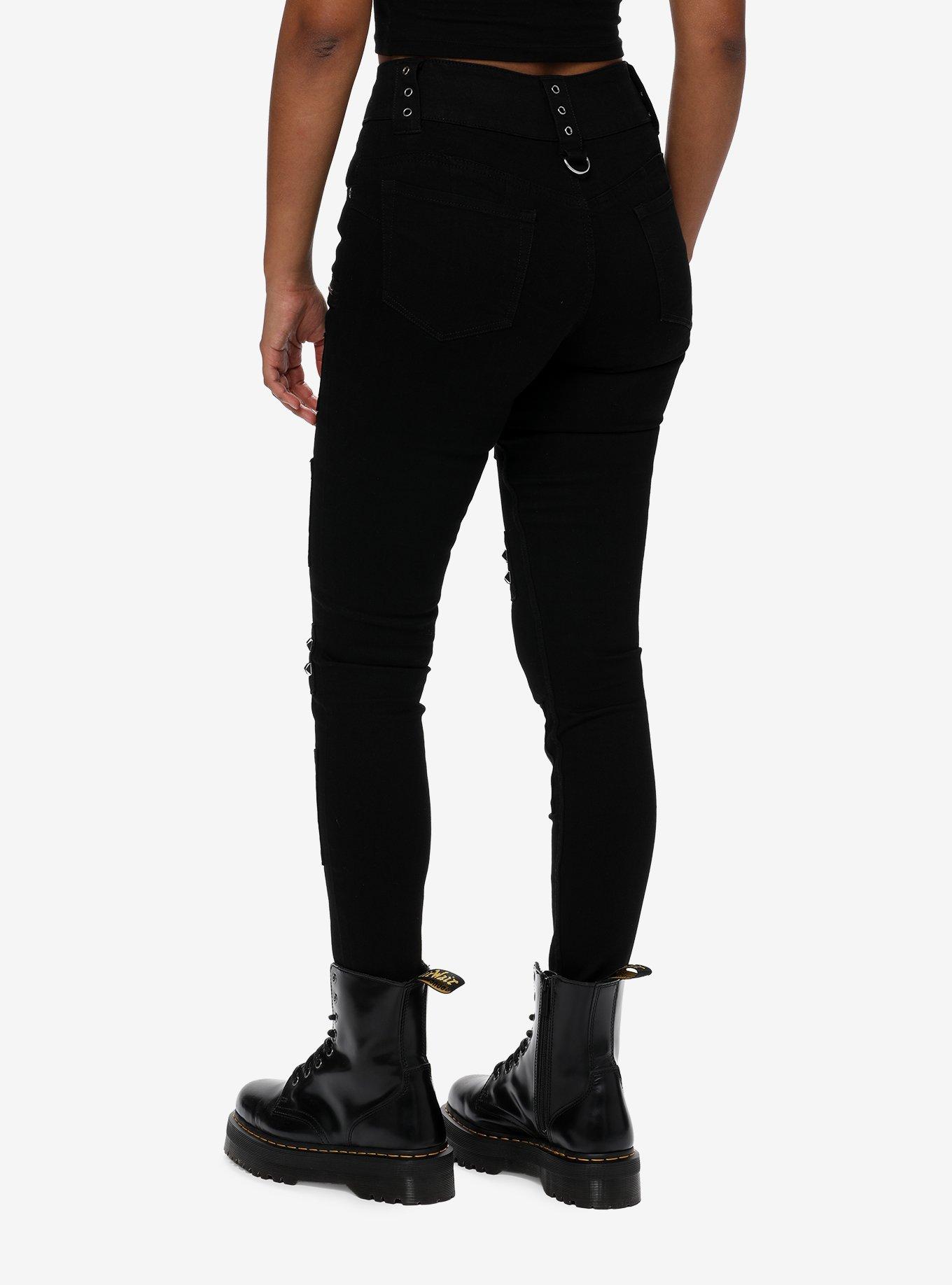 Cosmic Aura Black Witchy Icons Super Skinny Jeans, BLACK, alternate