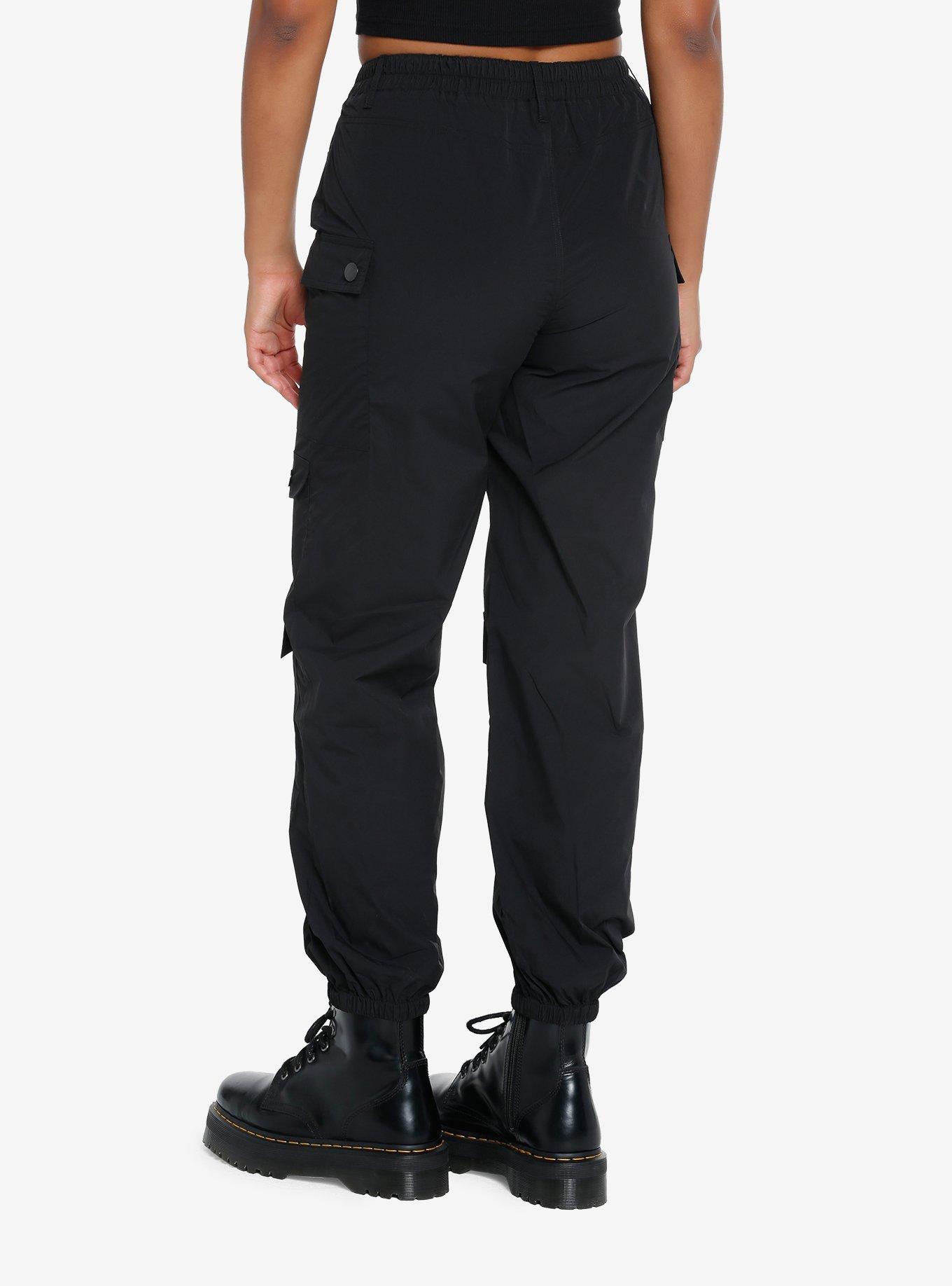 Black Cargo Jogger Pants, , hi-res