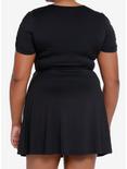 Black Wrap Flared Dress Plus Size, BLACK, alternate