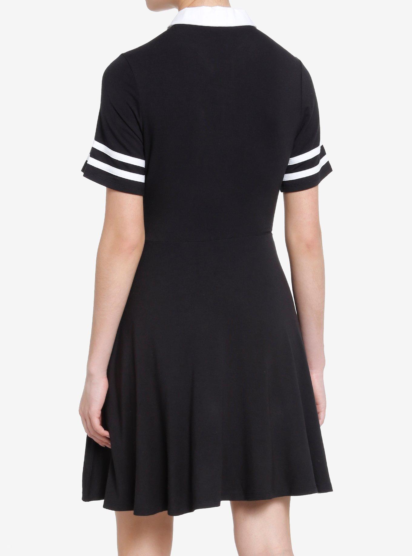 Cosmic Aura Skull Crest Polo Dress, BLACK, alternate