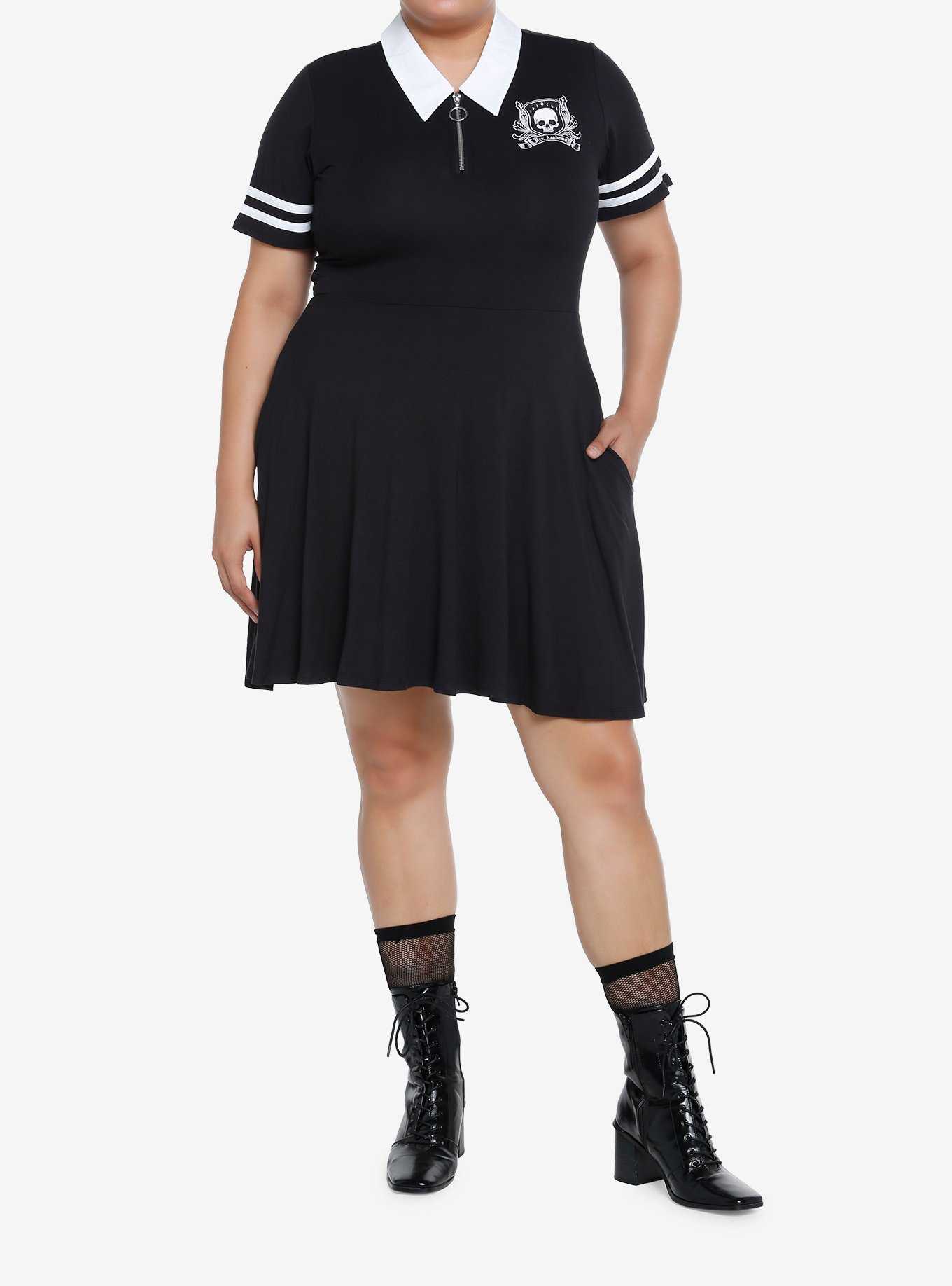 Cosmic Aura Skull Crest Polo Dress Plus Size, , hi-res