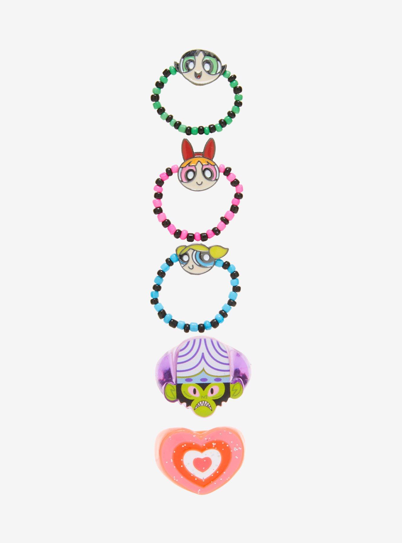 The Powerpuff Girls Beaded & Acrylic Icon Ring Set, , alternate