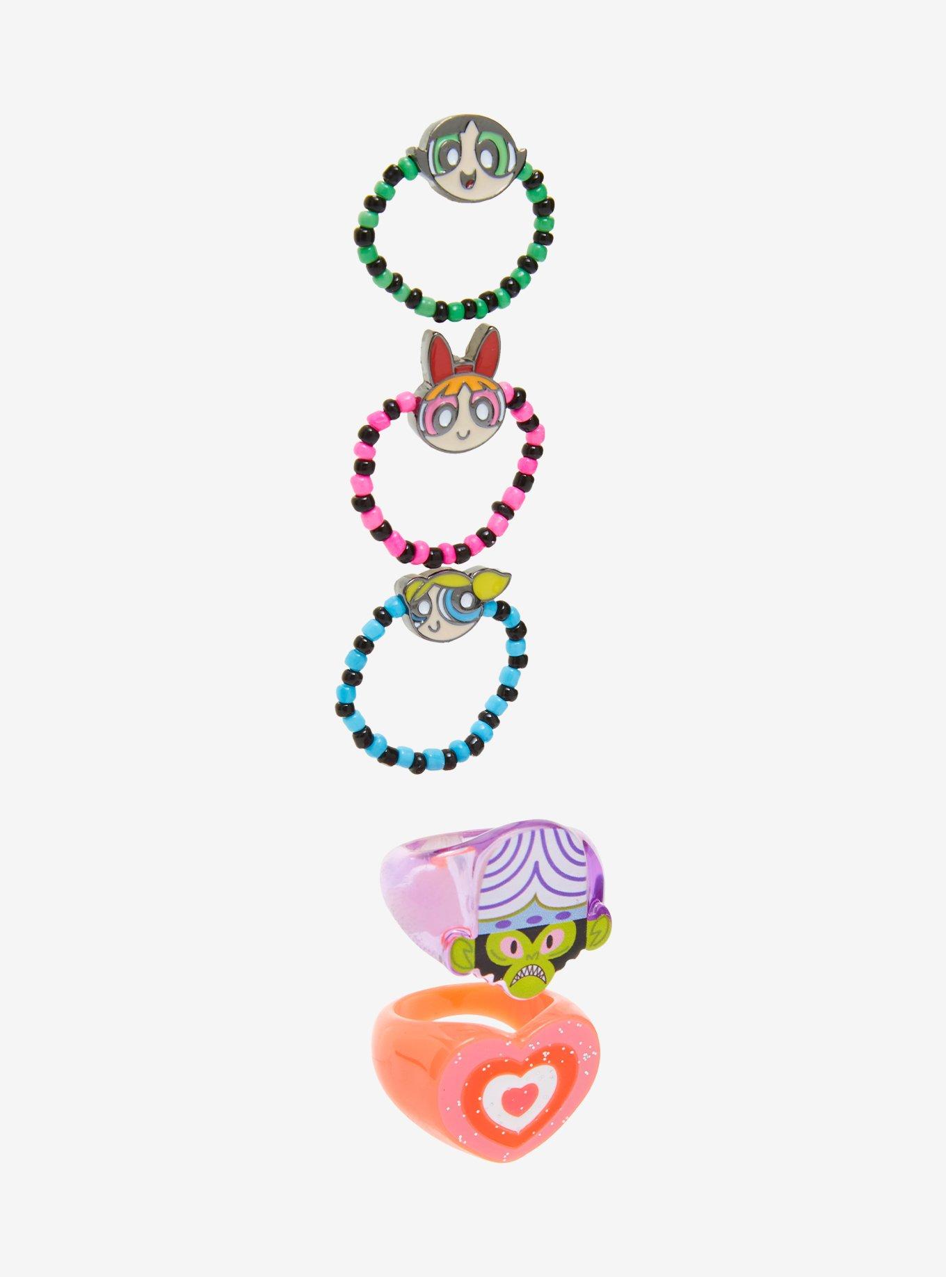 The Powerpuff Girls Beaded & Acrylic Icon Ring Set, , alternate