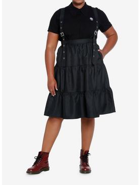 Cosmic Aura Black Tiered Suspender Skirt Plus Size, , hi-res