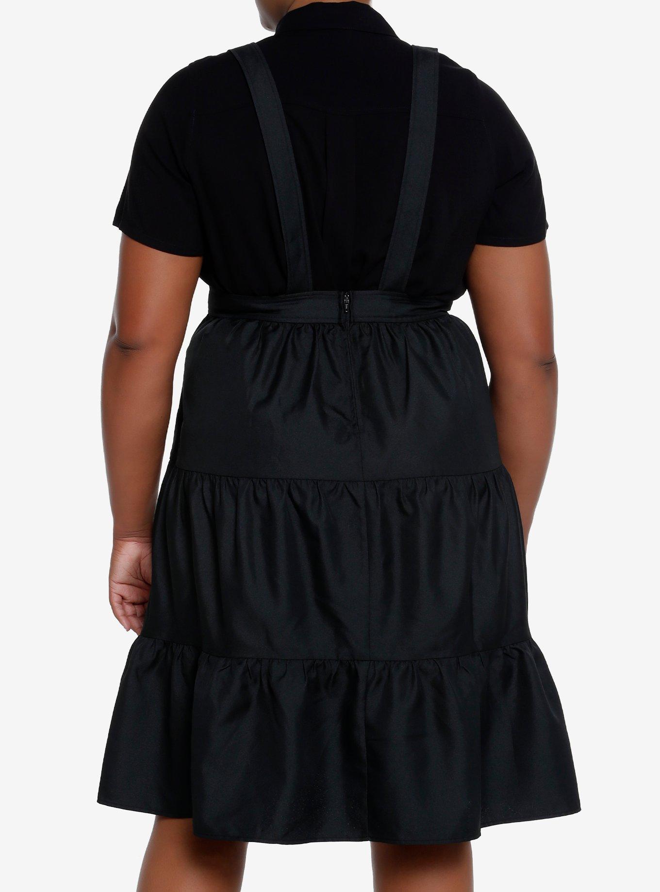 Cosmic Aura Black Tiered Suspender Skirt Plus Size, BLACK, alternate