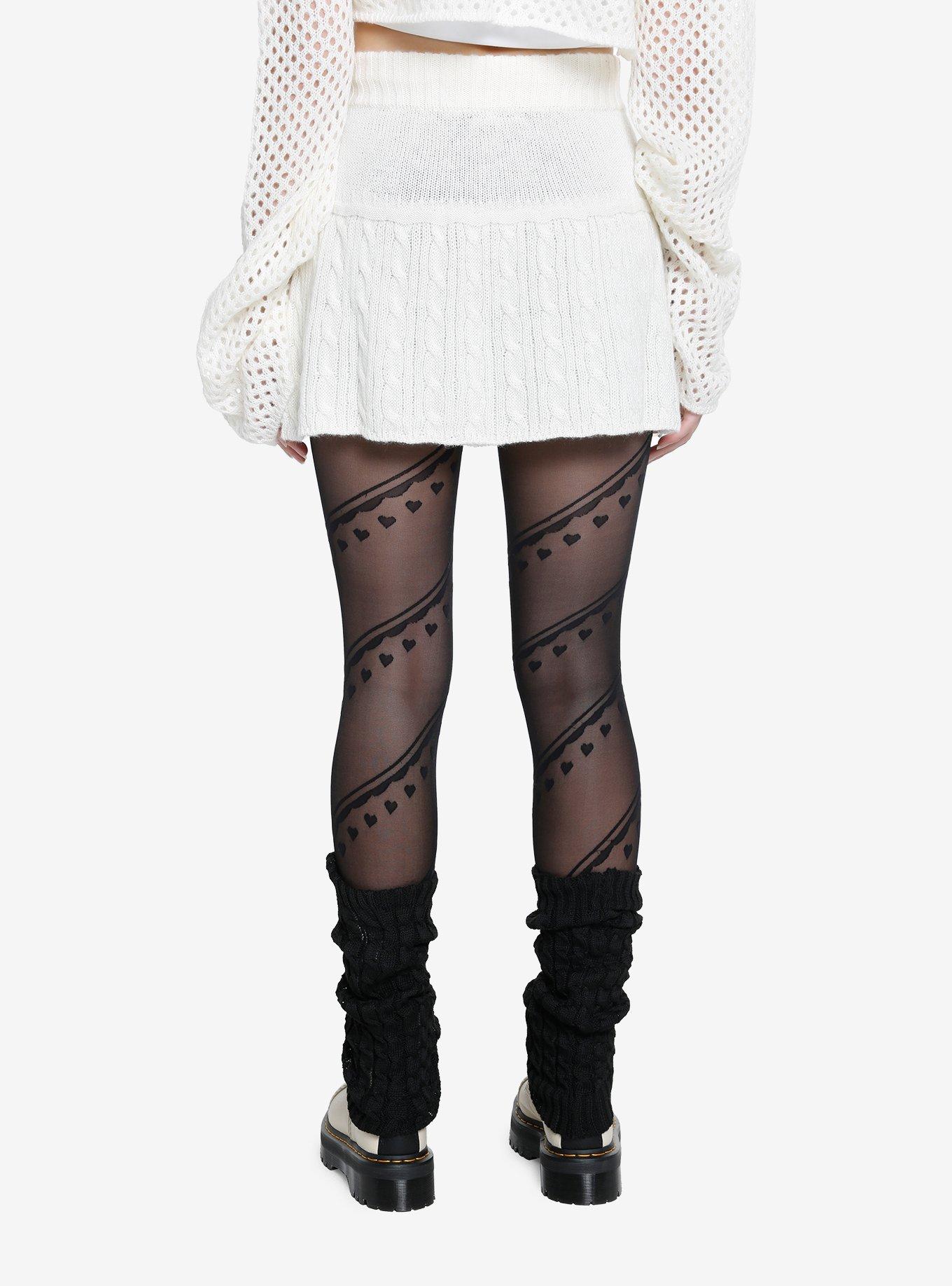 Ivory Heart Knit Sweater Skirt, CREAM, alternate