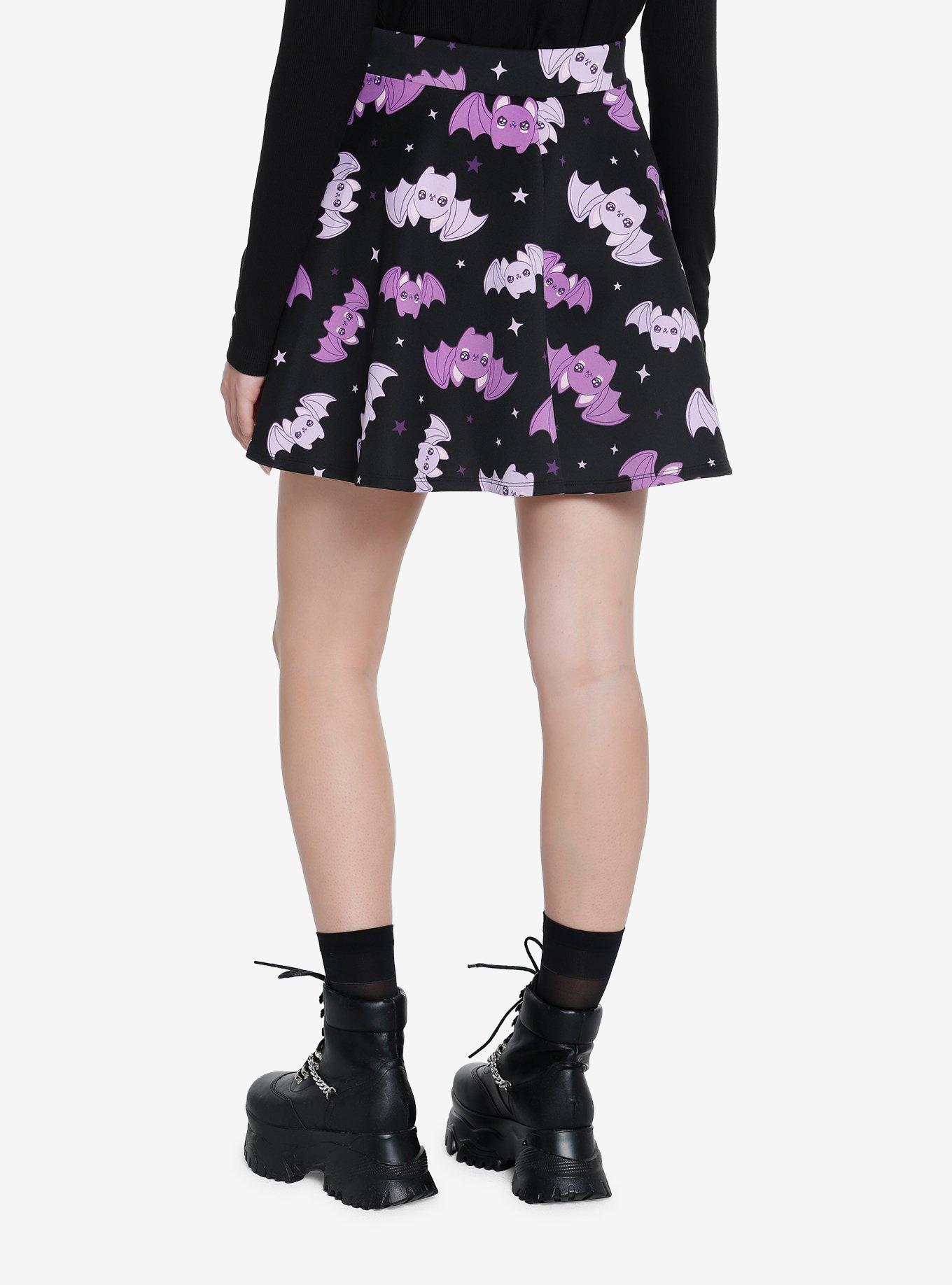Sweet Society Purple Kawaii Bat Scuba Skater Skirt, LILAC, alternate