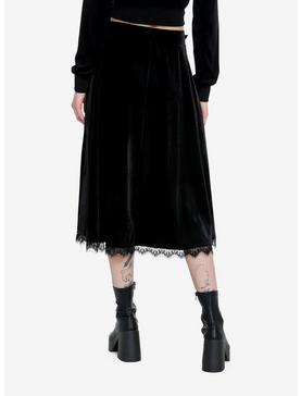 Cosmic Aura Black Bat Velvet Midi Skirt, , hi-res