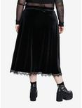 Cosmic Aura Black Bat Velvet Midi Skirt Plus Size, BLACK, alternate