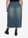 Social Collision Frayed Star Denim Maxi Skirt Plus Size, INDIGO, alternate